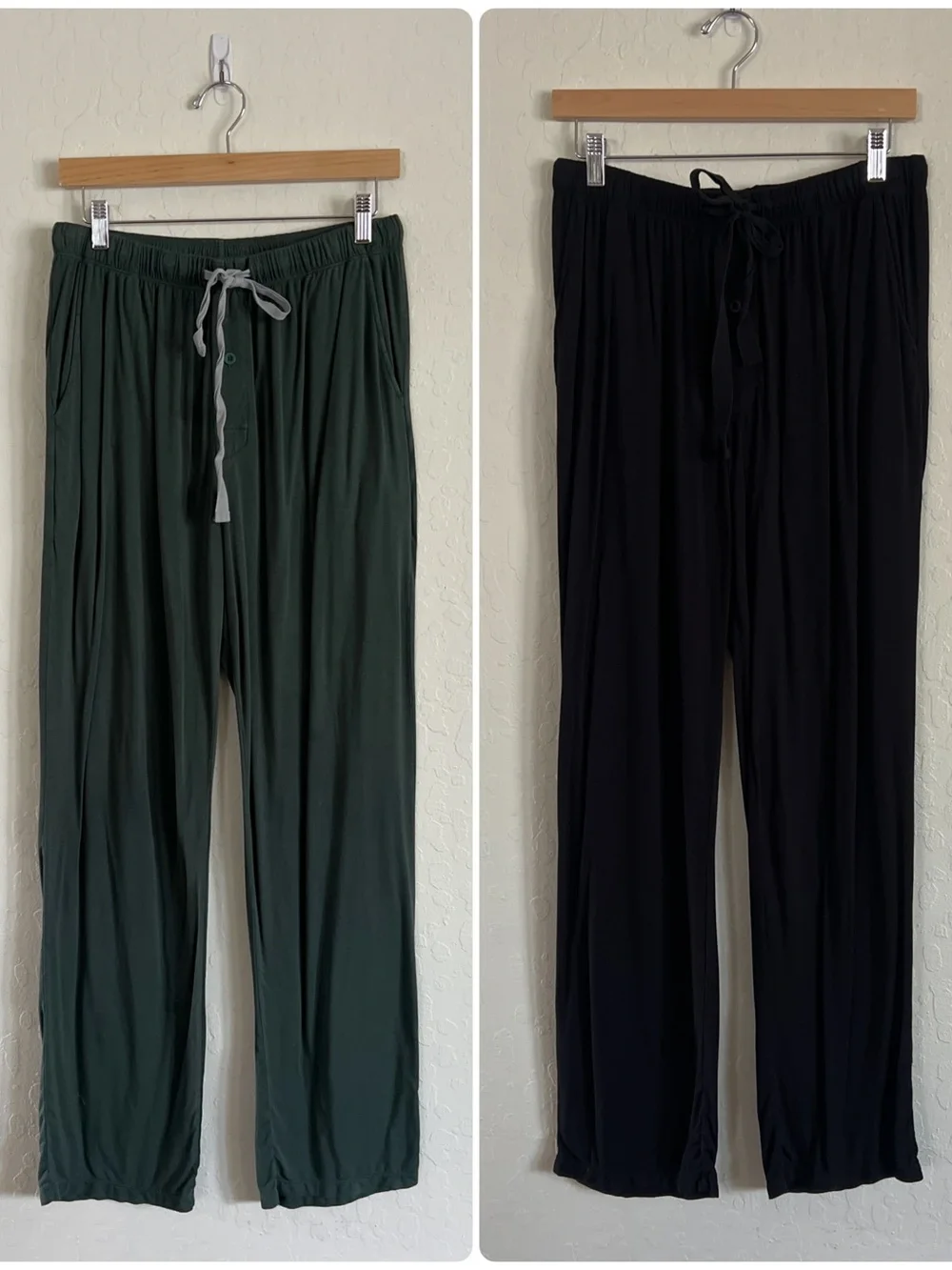 Bundle of 2 Bamboo Soft Stretch Jersey Pull On Elastic Waist Pajama Pants Large